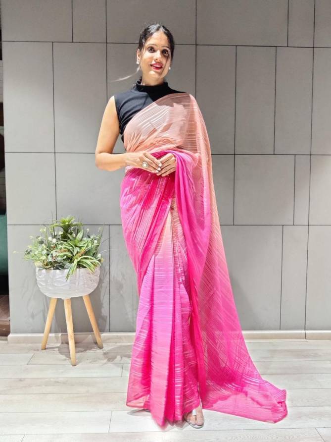 DAC Tassles Designer Chiffon Party Wear Readymade Sarees Wholesale Market In Surat
